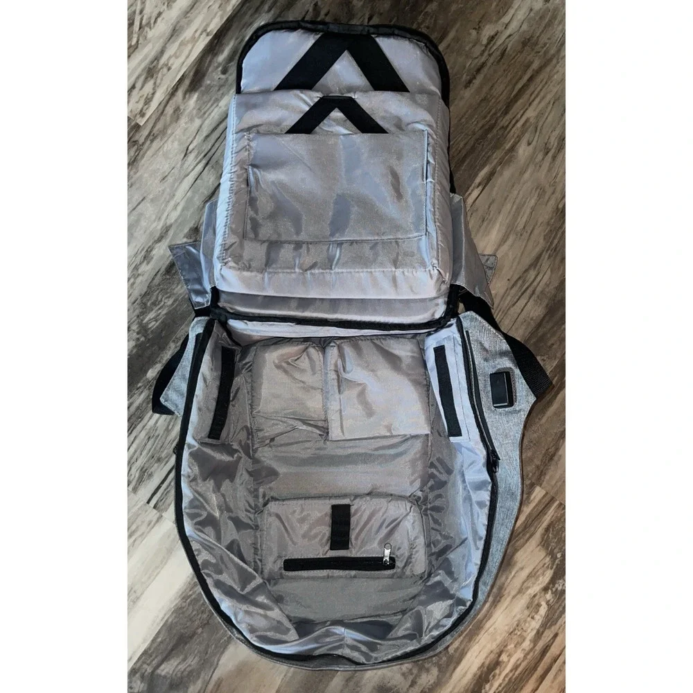 Microsoft Teams Computer Top Load Mega Backpack Book Bag Gray Large Open Charger